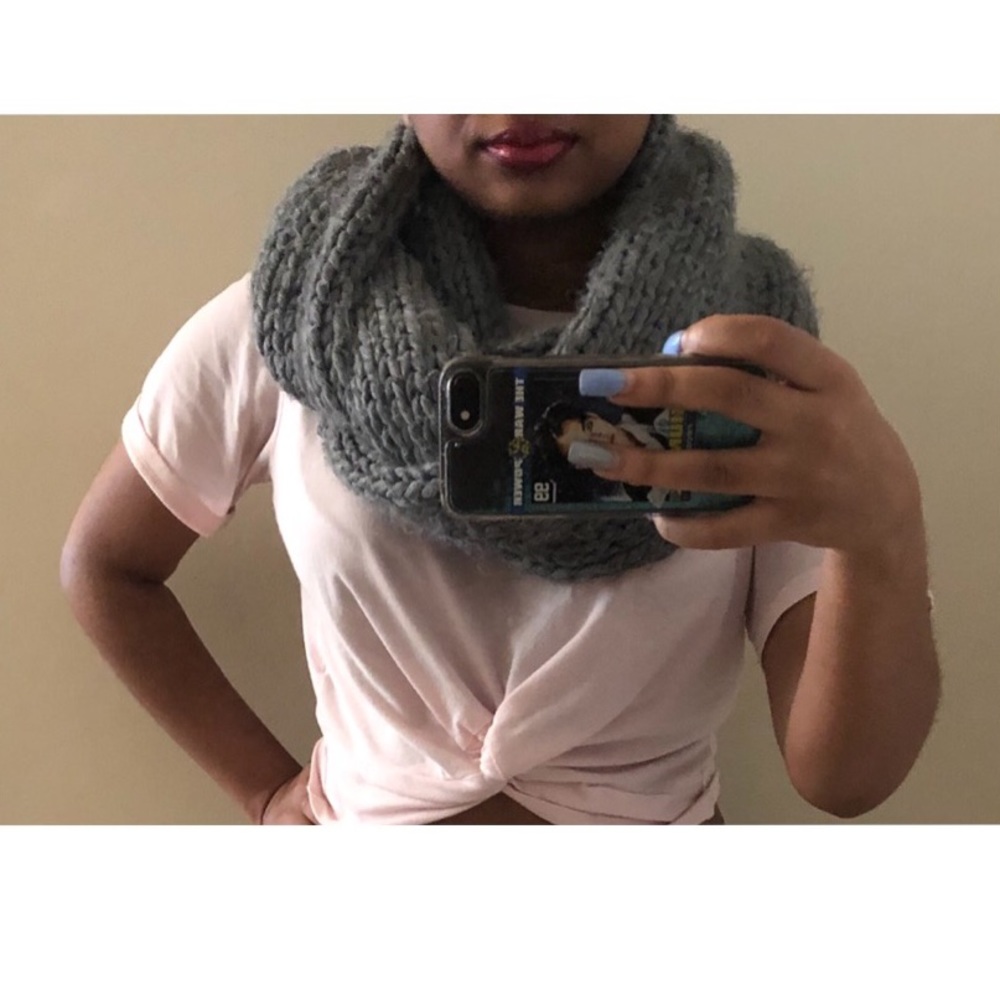Grey Knit Infinity Scarf